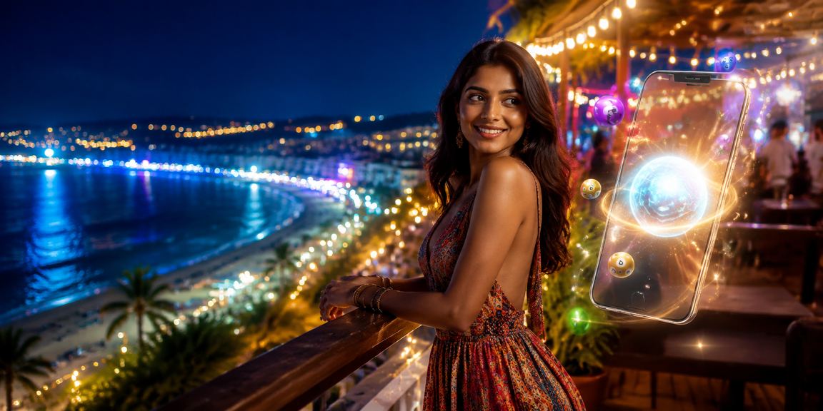 Scenic beach in Goa depicted with lottery ticket concept
